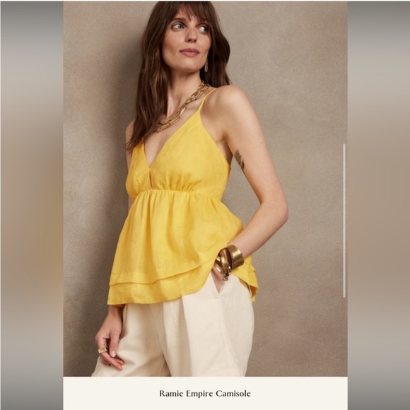 NWT banana republic Ramie empire iced latte beige camisole size medium petite - Picture 5 of 5